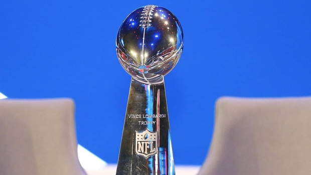 The Vince Lombardi Trophy, which both teams will be hoping to secure. (Photo by Rich Graessle/Icon Sportswire)