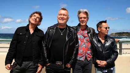 Ian Moss, Jimmy Barnes, Don Walker and Phil Small from Cold Chisel pose during a press conference on October 09, 2019 in Sydney, Australia. Photo / Getty Images